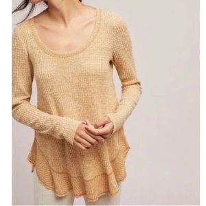 Saturday Sunday by Anthropologie Wendy Waffle Mustard Yellow Knit Tunic